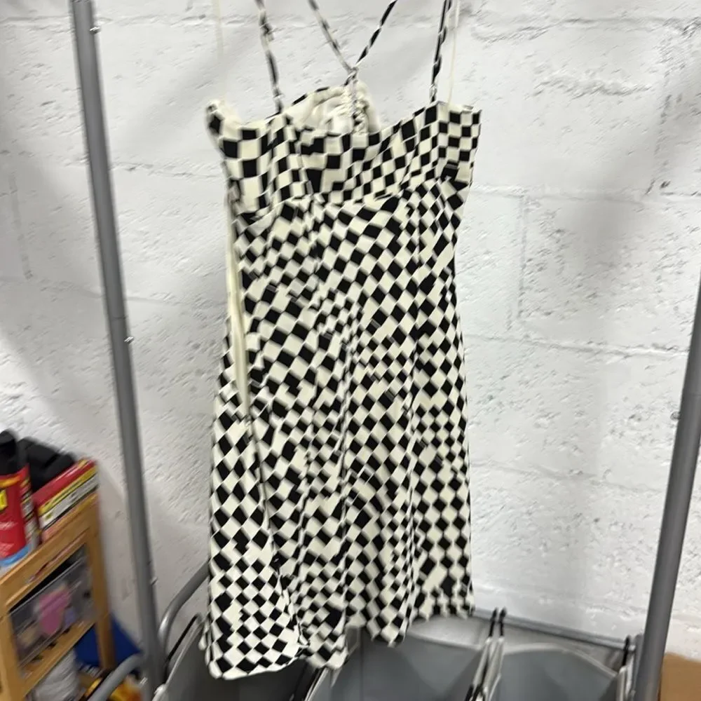 Cotton Candy LA Black and White Checkered Mini Dress - Spaghetti Strap Large